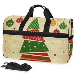 EZIOLY Vintage Weihnachtsbaum und Ornamente Reisetasche Übernachtung Wochenender Tasche für Männer und Frauen von EZIOLY
