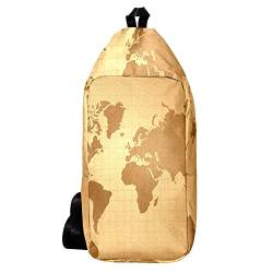 EZIOLY Vintage Weltkarte Retro Schulter Rucksack Sling Bag Crossbody Tasche Reise Wandern Daypack für Männer Frauen von EZIOLY