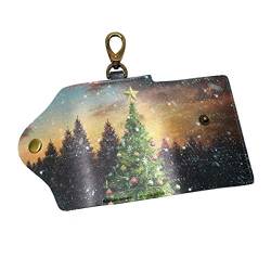 EZIOLY Weihnachtsbaum PU Leder Auto Schlüsselanhänger Kartenhalter mit 6 Haken & 1 Schlüsselanhänger/Ring, Mehrfarbig, Einheitsgröße von EZIOLY