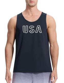 EZRUN Herren-Tank-Top, schnelltrocknend, für Workout, Fitnessstudio, ärmellos, Sommer, Laufen, athletische Schwimm-Shirts, Schwarz-USA, XL von EZRUN