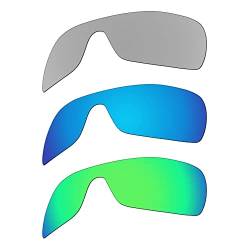EZReplace Ersatzgläser für Oakley Batwolf OO9101 Sonnenbrillen (polarisierte Gläser) - Passend für Oakley Batwolf Rahmen (Metallsilber+Eisblau+Frühlingsgrün) von EZReplace
