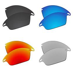 EZReplace Ersatzgläser für Oakley Fast Jacket OO9097 Sonnenbrillen (polarisierte Gläser) - Passend für Oakley Fast Jacket Rahmen (Kohlenschwarz+Eisblau+Feuerrot+Metall Silber) von EZReplace