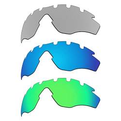 EZReplace Ersatzgläser für Oakley M2 Frame Vented OO9212 Sonnenbrillen (polarisierte Gläser) - Passend für Oakley M2 Frame Vented Rahmen (Metallsilber+Eisblau+Frühlingsgrün) von EZReplace