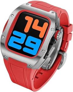 EZZON 44 mm 45 mm Premium-Titan-Uhrengehäuse, Fluorkautschuk-Armband, Mod-Kit, für Apple Watch 8, 7, 6, 5, 4 SE, Herren und Damen, RM-Stil, Metalllünette, Gehäuse-Zubehör, 44mm, Achat von EZZON