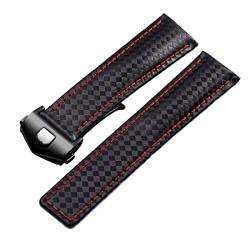 EZZON Echtlederarmband mit Kohlefaser-Muster, 20 mm, 22 m, für TAG Heuer Monaco Serie, Uhrenarmband, Lederarmband, 20 mm, Achat von EZZON