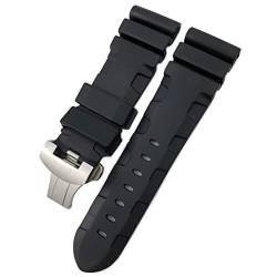 EZZON Gummi-Uhrenarmband, 22 mm, 24 mm, 26 mm, Silikon-Uhrenarmband für Panerai Submersible Luminor PAM wasserdichtes Armband, 26mm black buckle, Achat von EZZON