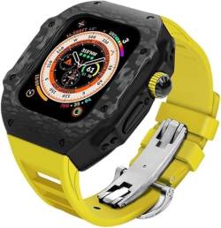 EZZON Hochwertiges Karbonfaser-Uhrengehäuse, Gummiarmband, für Apple Watch Ultra 49 mm / 45 mm, wasserdichtes Gehäuse, Metall-Uhrenarmband, Umbausatz, für iWatch 8 / 7 Serie Zubehör, For 45mm, Achat von EZZON