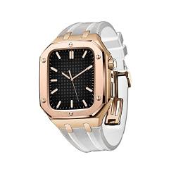 EZZON Silikon-Uhrenarmband, Metallgehäuse für Apple Watch, 45 mm, 44 mm, Modifikationsset, Zubehör, Armbänder für iWatch SE/4/5/6/7 Serie mit Werkzeug, 44MM FOR 6/5/4/SE, Achat von EZZON