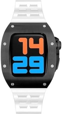 EZZON Uhrengehäuse aus 316L Edelstahl + Gummi-Uhrenarmband, Nachrüst-Set, für Apple Watch SE 8, 45 mm, 7, 45 mm, Ersatz, Herren-Metall-Uhrenabdeckung, Fluorkautschuk-Armband, Zubehör, 44MM, Achat von EZZON