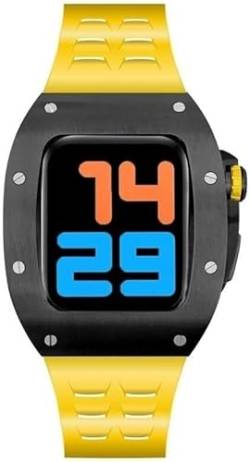 EZZON Uhrengehäuse aus 316L Edelstahl + Gummi-Uhrenarmband, Nachrüst-Set, für Apple Watch SE 8, 45 mm, 7, 45 mm, Ersatz, Herren-Metall-Uhrenabdeckung, Fluorkautschuk-Armband, Zubehör, 45 mm, Achat von EZZON