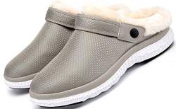 Eagsouni Clogs Hausschuhe Herren Damen Winter Gartenschuhe Haus Pantoffeln Warme Plüsch Gefüttert Gartenclogs rutschfeste Schlappen Schuhe,Beige Stil B,39 EU von Eagsouni