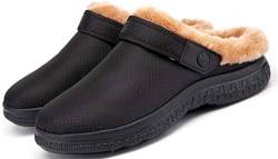 Eagsouni Clogs Hausschuhe Herren Damen Winter Gartenschuhe Haus Pantoffeln Warme Plüsch Gefüttert Gartenclogs rutschfeste Schlappen Schuhe,Schwarz Stil B,44 EU von Eagsouni