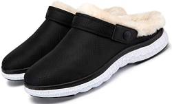 Eagsouni Clogs Hausschuhe Herren Damen Winter Gartenschuhe Haus Pantoffeln Warme Plüsch Gefüttert Gartenclogs rutschfeste Schlappen Schuhe,Schwarz Weiß Stil B,42 EU von Eagsouni