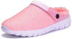 Eagsouni Winter Clogs Hausschuhe Herren Damen Pantoffeln Warme Plüsch Gefüttert Gartenschuhe Gartenclogs Indoor Outdoor Freizeit Pantoffel Sabots Mules,Pink Stil A,37 EU von Eagsouni