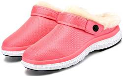 Eagsouni Winter Hausschuhe Herren Damen Lined Clogs Gartenschuhe Plüsch Wärme Gefüttert Pantoffeln rutschfeste Gartenclogs für Drinnen und Draußen,Pink Stil B,37 EU von Eagsouni