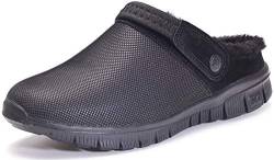 Eagsouni Winter Hausschuhe Herren Damen Lined Clogs Gartenschuhe Plüsch Wärme Gefüttert Pantoffeln rutschfeste Gartenclogs für Drinnen und Draußen,Schwarz Stil A，39 EU von Eagsouni