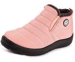 Eagsouni Winterstiefel Damen Warm Gefüttert Schneestiefel Wasserdicht Draußen Winterschuhe Flach Stiefel Baumwollschuhe Ultraleicht rutschfeste,Rosa_3,40 EU von Eagsouni