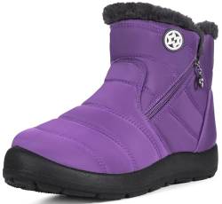 Eagsouni Winterstiefel Damen Winterschuhe Wasserdicht Warm Plush Gefütterte Schneestiefel Stiefeletten Winter Outdoors Rutschfeste Stiefel Boots,Violett C,37 EU von Eagsouni