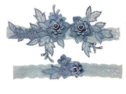 Ealafee 2019 Handgemachte Spitze Hochzeit Strumpfband Set für Braut Party Braut Bein Strumpfbänder, 0-Blue, One size von Ealafee