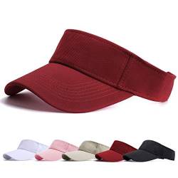 Visor Cap - Baseball Kappe Visor Pferdeschwanz Cap Washed Outdoor Basecap Vintage Damen Baseballmütze Sonnenvisor Golf Tennis Freizeit Sommer Unisex Herren (Weinrot-B) von Earnmore