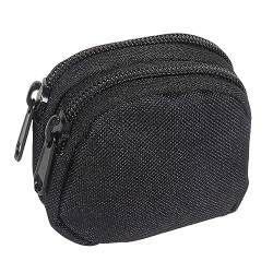 Mini Coin Pouch Change Holder, Outdoor Tactical Wallet Nylon Waist Bag for Men, Multifunctional Coin Purse Cash Holder Money Pouch, Small Change Bag with Two Zipper Compartments, Schwarz , von Easnea