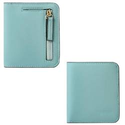 East Rain RFID Bunte PU Leder Frauen Reißverschluss Brieftasche Kartenhalter (8 Farben Option), Hell, blau, Minimalistisch von East Rain