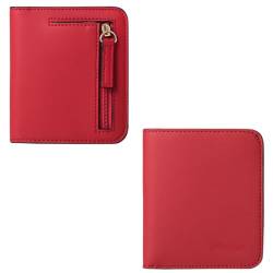 East Rain RFID Bunte PU Leder Frauen Reißverschluss Brieftasche Kartenhalter (8 Farben Option), Rot/Ausflug, einfarbig (Getaway Solids), Minimalistisch von East Rain