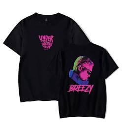 Chris Brown Merch Under The Influence Tour 2023 T-Shirt Rundhalsausschnitt Kurzarm T-Shirt Harajuku Streetwear Damen Herren Kleidung Black,4XL von East-hai-buy