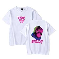 Chris Brown Merch Under The Influence Tour 2023 T-Shirt Rundhalsausschnitt Kurzarm T-Shirt Harajuku Streetwear Damen Herren Kleidung White,L von East-hai-buy