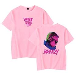 Chris Brown Merch Under The Influence Tour 2023 T-Shirt Rundhalsausschnitt Kurzarm T-Shirt Harajuku Streetwear Damen Herren Kleidung pink,S von East-hai-buy