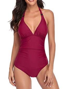 EastElegant Damen Still-Badeanzug Einteiler Still-Badeanzüge Bikini - Wein Rot - Large von EastElegant