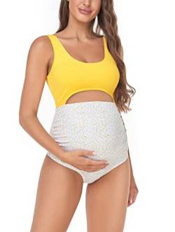 EastElegant Schwangerschafts-Badeanzug, einteilig, mit Punkten, Punkte-Druck, Schwangerschafts-Badeanzug, gelb, Medium von EastElegant