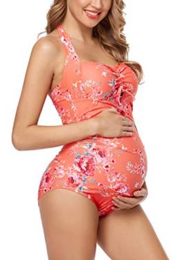 EastElegant Schwangerschafts-Badeanzug mit verstellbarem Kordelzug im Brustbereich Orange Large von EastElegant