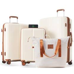 4-teiliges erweiterbares Gepäck-Set, PP, leichter Koffer mit Reisetasche, ABS-Hartschale, erweiterbares Spinner-Gepäck, Handgepäck-Set mit 360-Grad-Drehrollen für Männer und Frauen (50,8 cm/61 cm), von EastVita