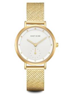 Eastside Damen Uhr analog Japan Quarzwerk mit Edelstahl gelbgold Armband 10080098 von Eastside