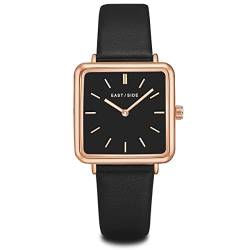 Eastside Damen Uhr analog Japanisches Quarzwerk mit Leder Armband schwarz 10080050 von Eastside