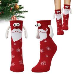 Weihnachts-Hand-in-Hand-Socken | Neuheit Freundschaft 3D Weihnachtsmann Design Socken - 3D-n-Weihnachtsmann-förmige Haltehandsocken für Frauen, Männer, Paare, Weihnachten Eastuy von Eastuy