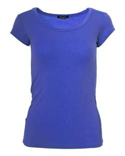 Easy Young Fashion - Damen Basic Rundhals T-Shirt - Kurzarm Unterziehshirt Skinny Fit 1001 - Blau M von Easy Young Fashion