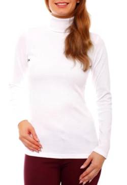 Easy Young Fashion - Damen Feinripp Rollkragen Shirt - enges Langarm Unterziehshirt - Rolli Skinny Fit 2083 - Weiß L von Easy Young Fashion
