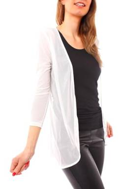 Easy Young Fashion - Damen Mesh Cardigan zum binden - transparentes Langarm Jäckchen - leichte Netz Jacke - Cover up 7058 - Creme von Easy Young Fashion