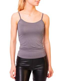 Easy Young Fashion Damen Spaghettiträger Top Viskose Skinny Fit Unterziehshirt 0146 (OneSize - Dunkelgrau) von Easy Young Fashion