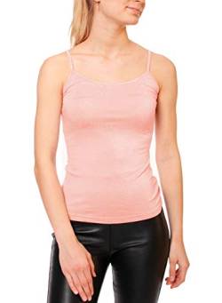 Easy Young Fashion Damen Spaghettiträger Top Viskose Skinny Fit Unterziehshirt 0146 (OneSize - Pfirsichrosa) von Easy Young Fashion