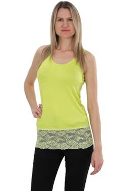 Easy Young Fashion - Damen Trägertop mit Spitzensaum - langes Unterziehshirt Skinny Fit 0518 (Limette M/L) von Easy Young Fashion