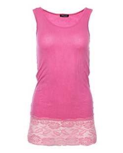 Easy Young Fashion - Damen Trägertop mit Spitzensaum - langes Unterziehshirt Skinny Fit 0518 (Pink M/L) von Easy Young Fashion