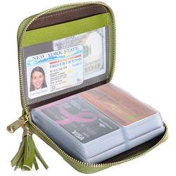 Easyoulife Damen Kreditkartenetui mit Reißverschluss, Leder, RFID-Blockierung, Grün , Medium von Easyoulife
