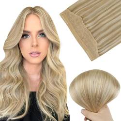 Easyouth Balayage Secret Wire Extensions Echthaar Farbe Honigblond Mix Gelbblond 18 Zoll 80g Extensions Human Hair with Invisible Wire #27P613 von Easyouth