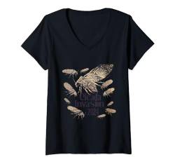 Damen Cicada Invasion 2024 Schlüpfmuschel T-Shirt mit V-Ausschnitt von EatSleepFind