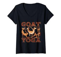 Damen Lustige Ziege Yoga Pose Training T-Shirt mit V-Ausschnitt von EatSleepFind