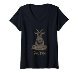 Damen Lustiger Ziegen-Yoga-Meister T-Shirt mit V-Ausschnitt von EatSleepFind