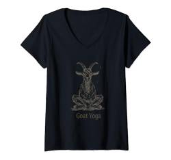 Damen Lustiges Ziegen-Yoga, meditiert in der Wüste T-Shirt mit V-Ausschnitt von EatSleepFind